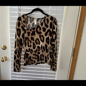 H&M Asymmetrical Neckline Leopard Print Shirt